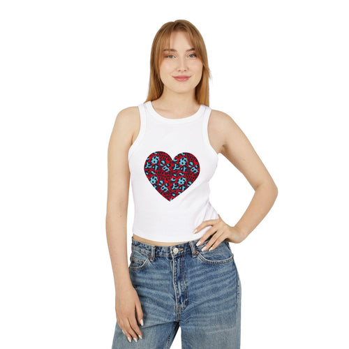 4th of July Leopard Print Heart Pattern Women's Micro Rib Racer Tank Top