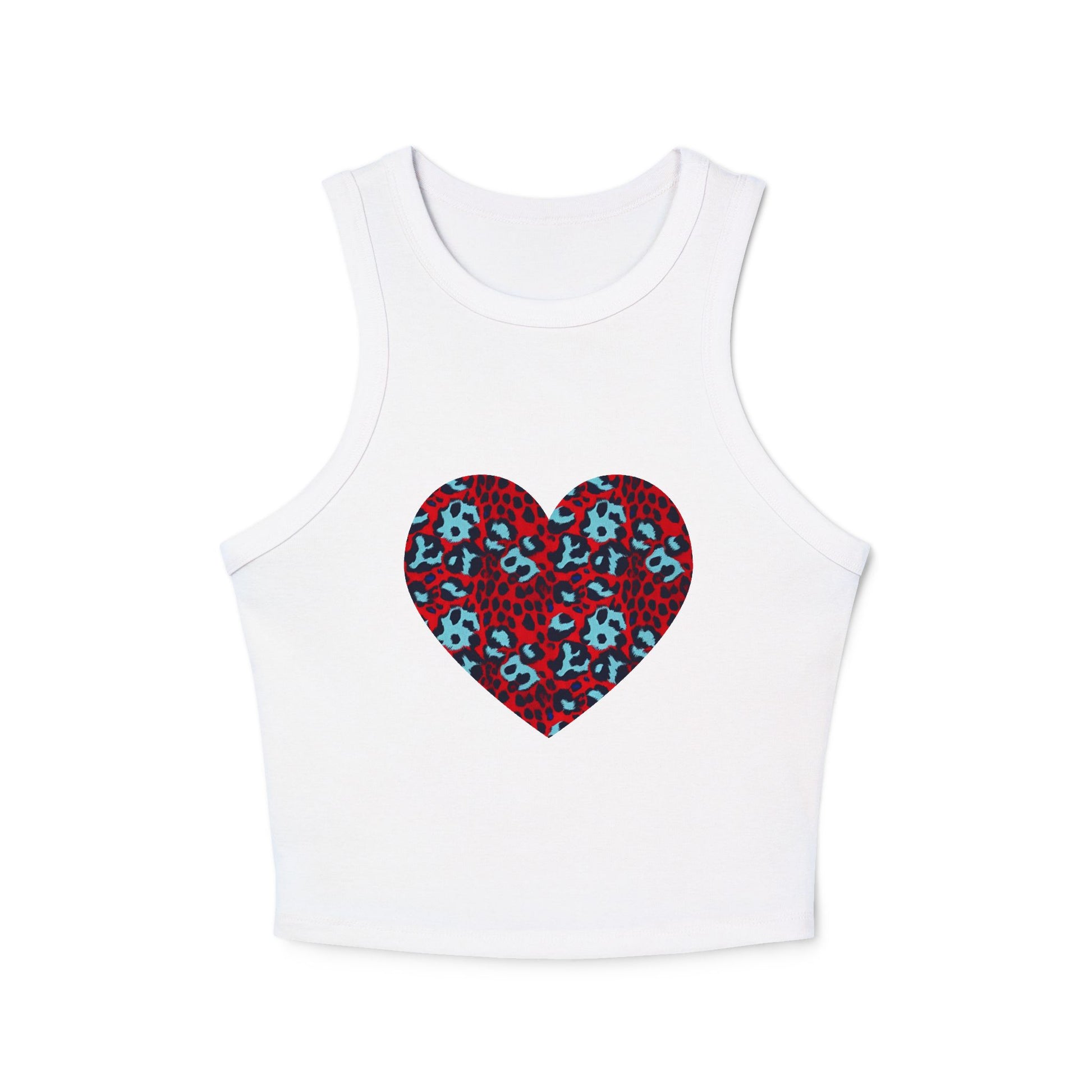 4th of July Leopard Print Heart Pattern Women's Micro Rib Racer Tank Top