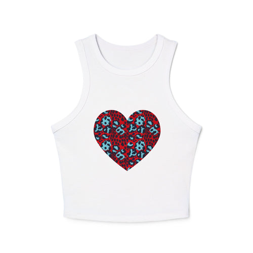 4th of July Leopard Print Heart Pattern Women's Micro Rib Racer Tank Top