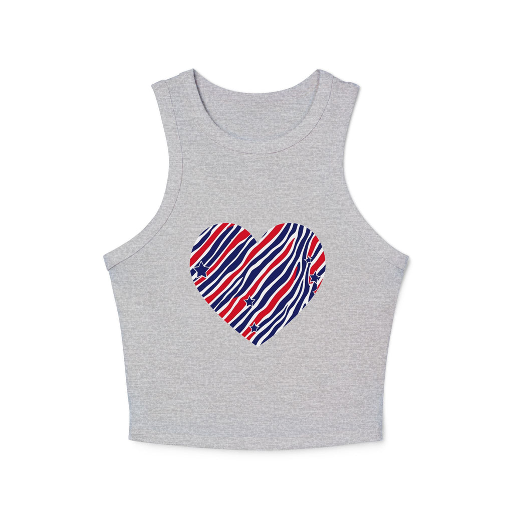 4th of July Zebra Print Heart Women's Micro Rib Tank Top