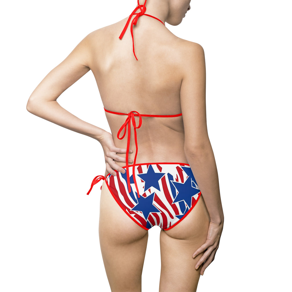 Zebra Print and Stars 4th of July Women's Bikini Swimsuit