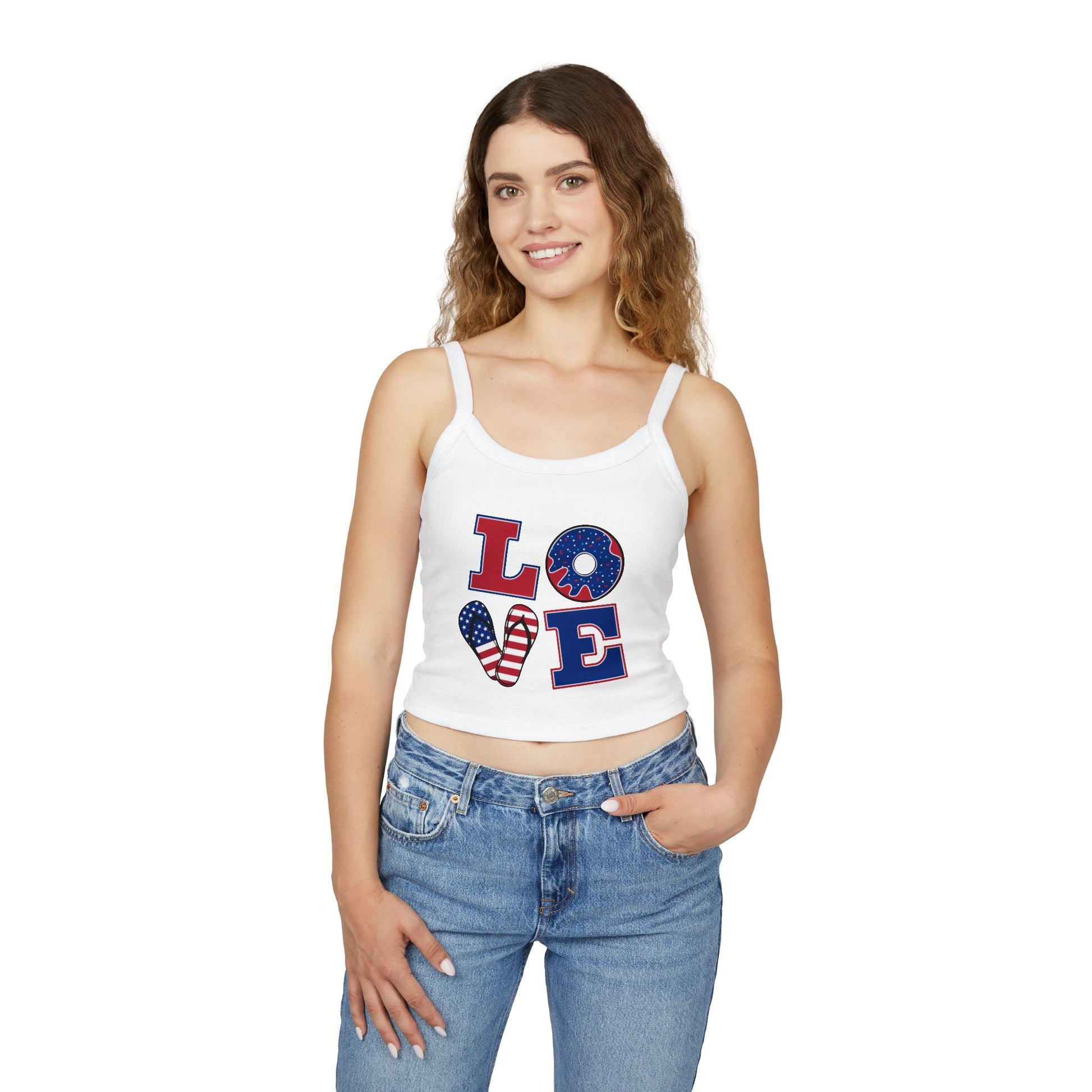 4th of July USA Love Women's Spaghetti Strap Tank Top