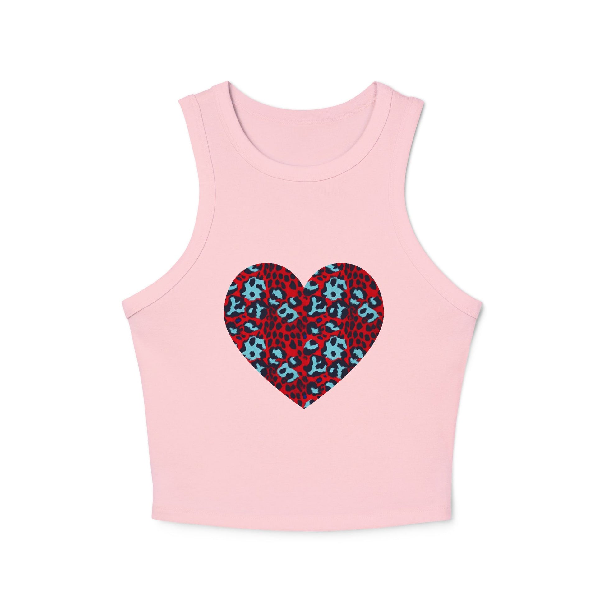 4th of July Leopard Print Heart Pattern Women's Micro Rib Racer Tank Top
