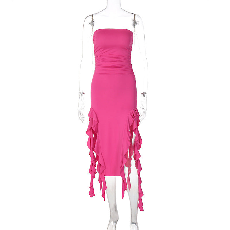 Hollow Out Chest Wrap Dress