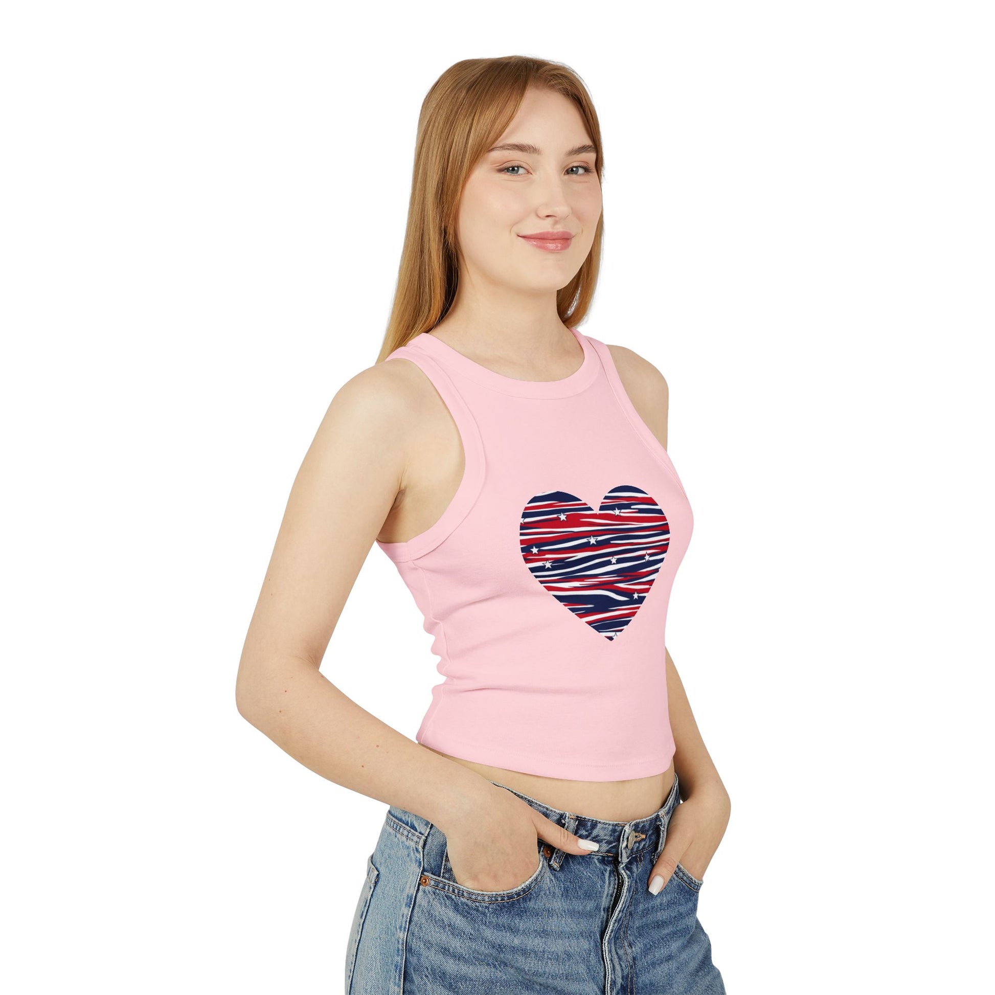 4th of July Women's Zebra Print Micro Rib Crop Tank Top