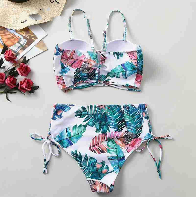 Tropical Print Push-Up Tummy Control Bikini Set – High Waist Women’s Summer Swimsuit