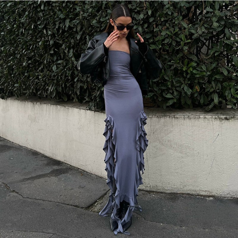 Hollow Out Chest Wrap Dress