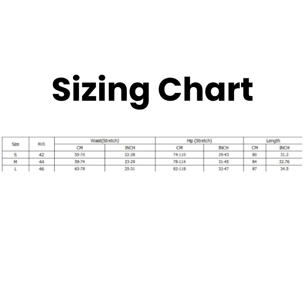 Sizing chart for clothing with measurements in centimeters and inches. CJJS109445501AZ