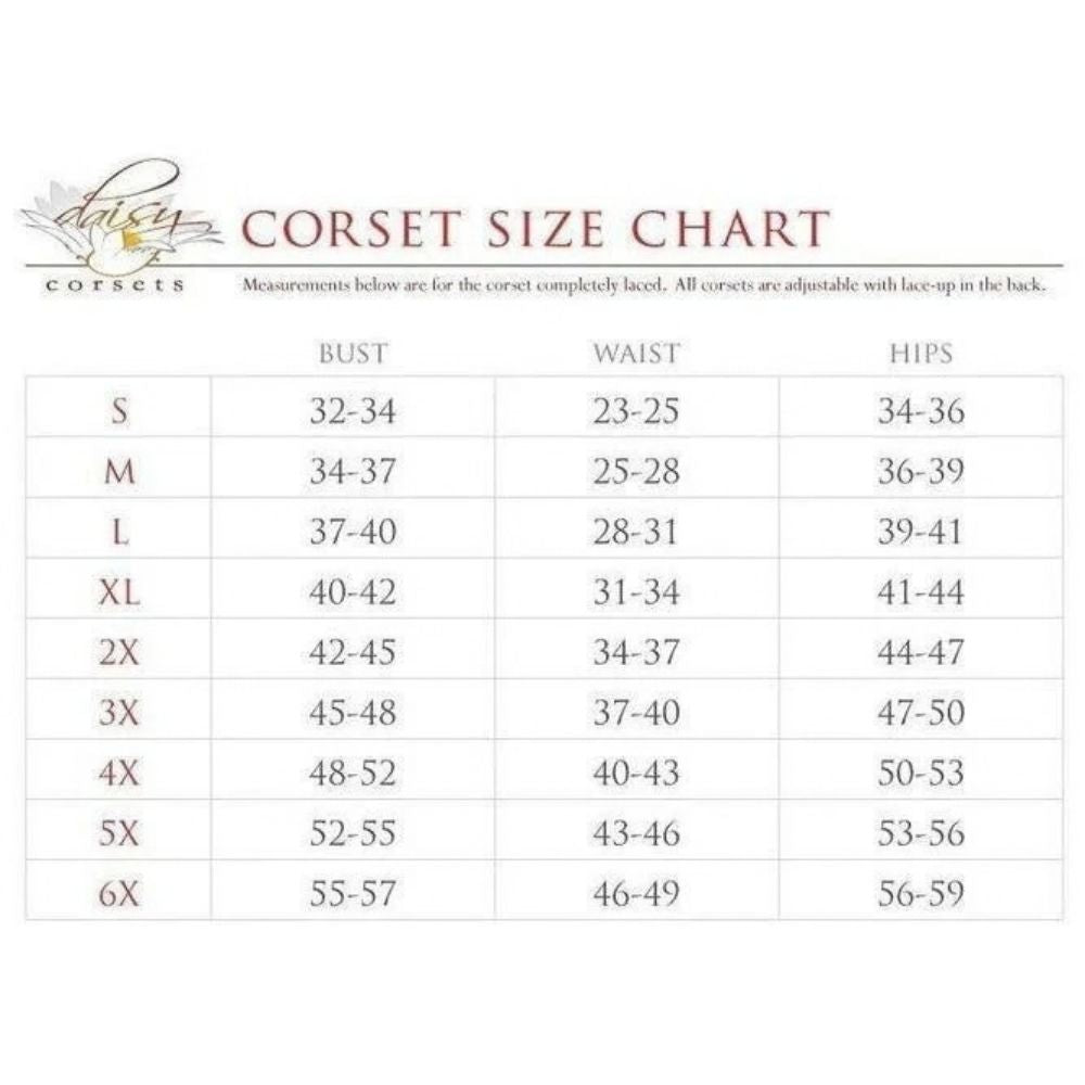 Boutique Jolie X Daisy Corset Halloween Costume sizing chart