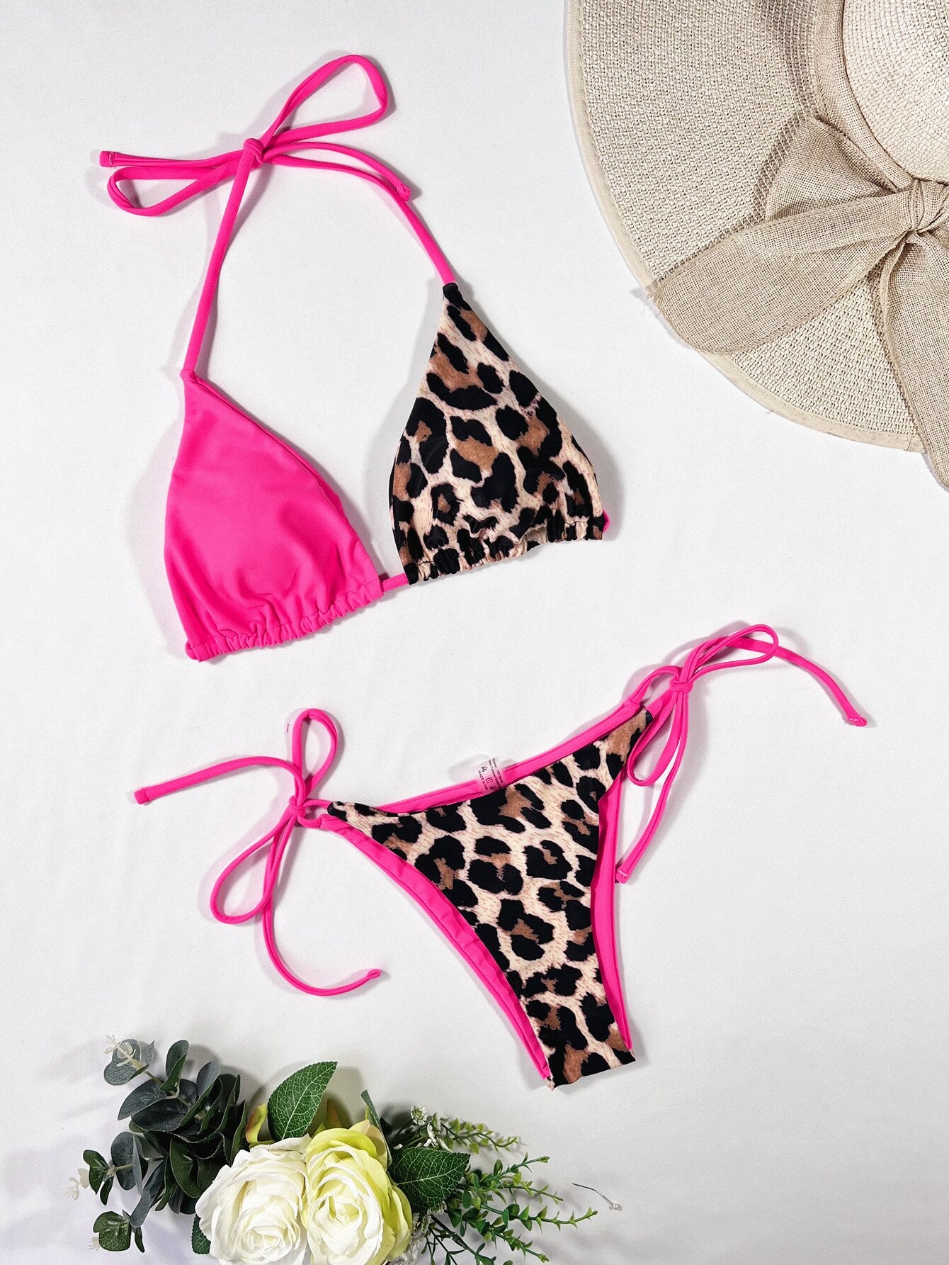 Blush Sexy Brazilian Bikini Leopard Color Blocking Swimsuit