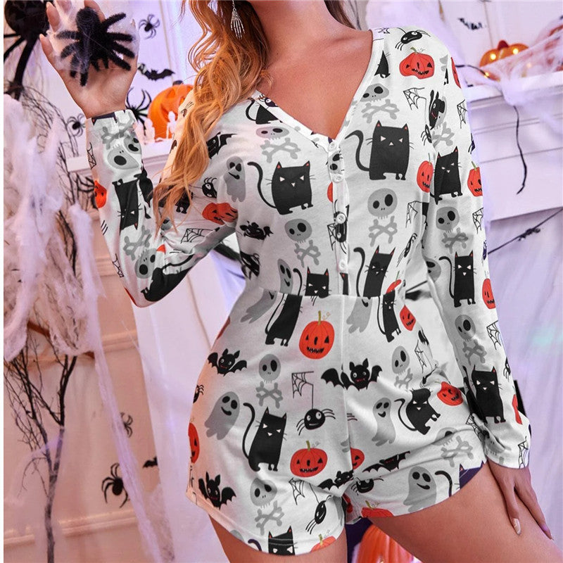 Halloween Long Sleeve Romper Loungewear