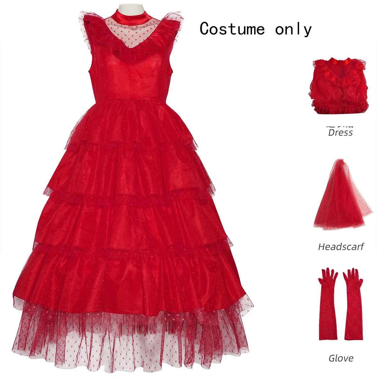 Jolie Lydia Beetlejuice Wedding Dress - Gothic Red Halloween 2025