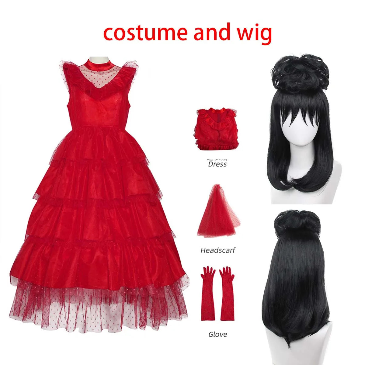 Jolie Lydia Beetlejuice Wedding Dress - Gothic Red Halloween 2025