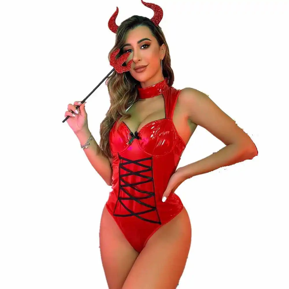 Women's Pushed Up Devil Lingerie Bodysuit