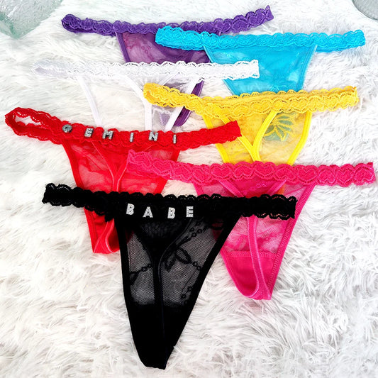 Personalized Thong With Crystal Letters