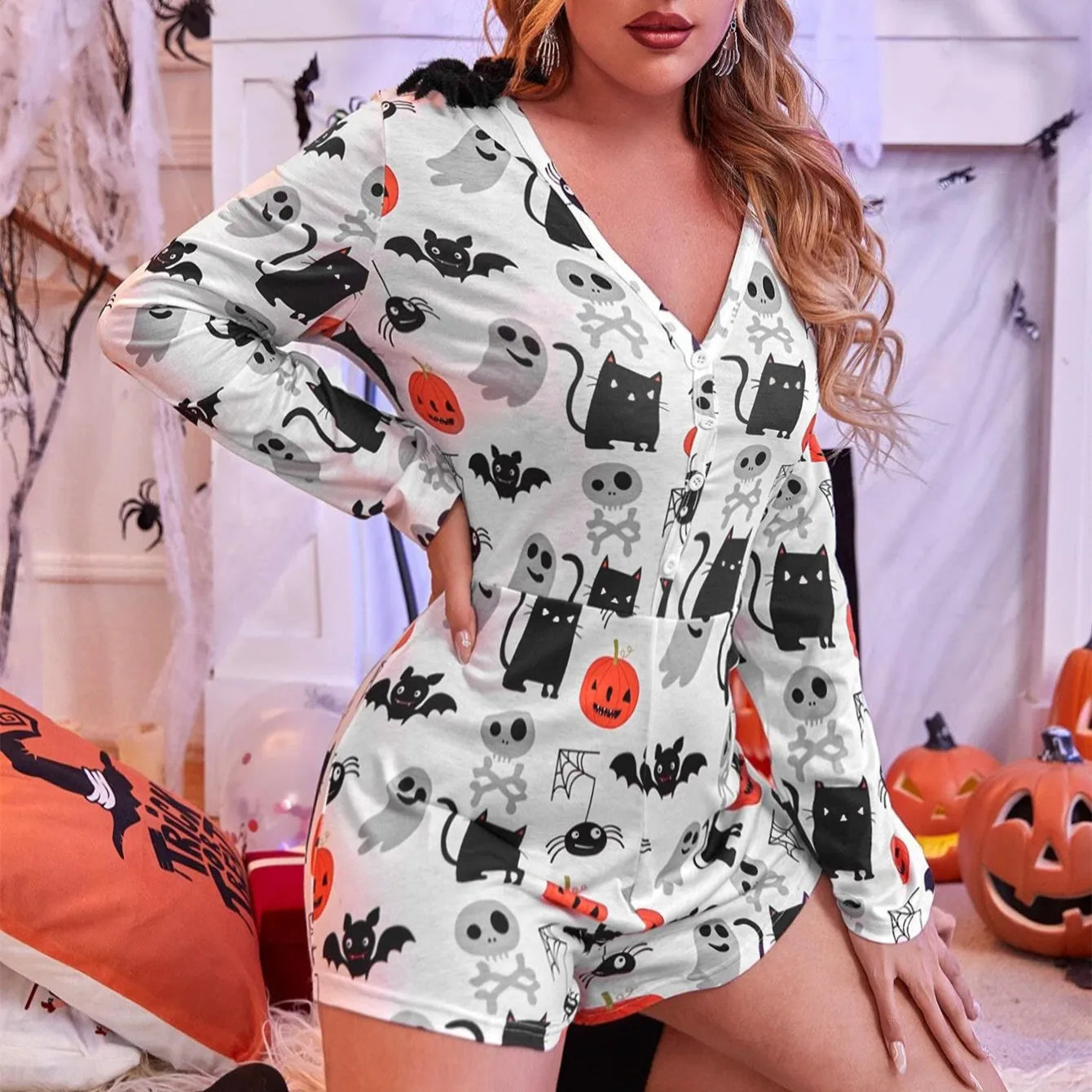 Halloween Long Sleeve Romper Loungewear