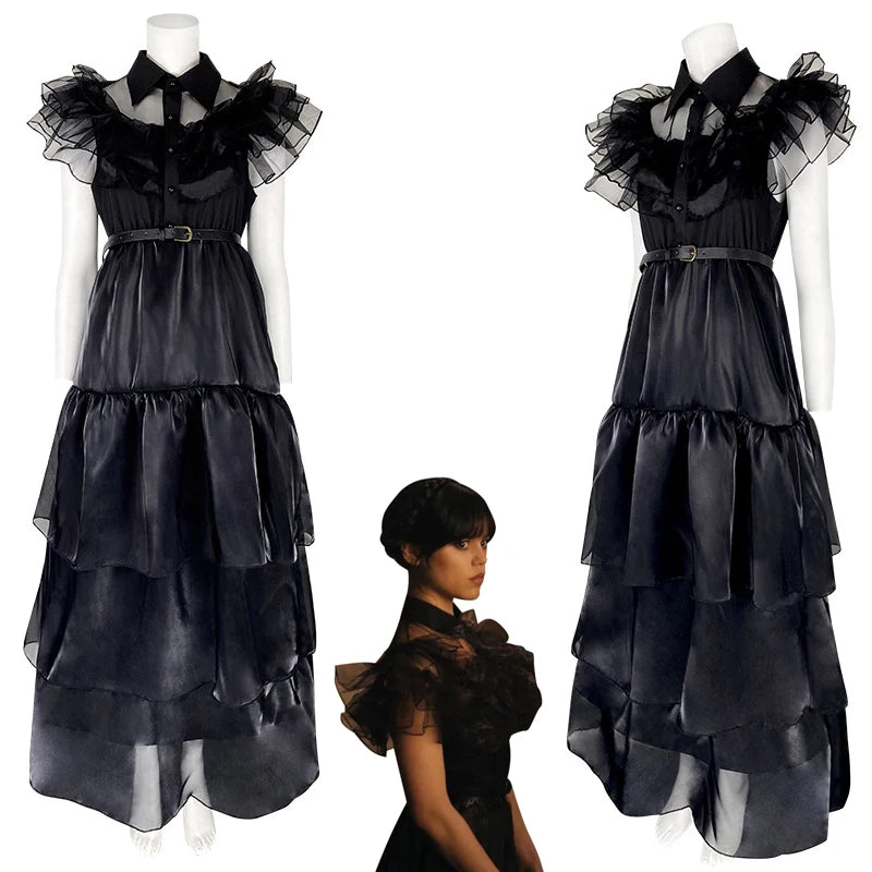 Wednesday Addams Black Dress Cosplay - Halloween 2025