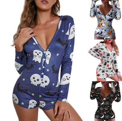 Halloween Long Sleeve Romper Loungewear