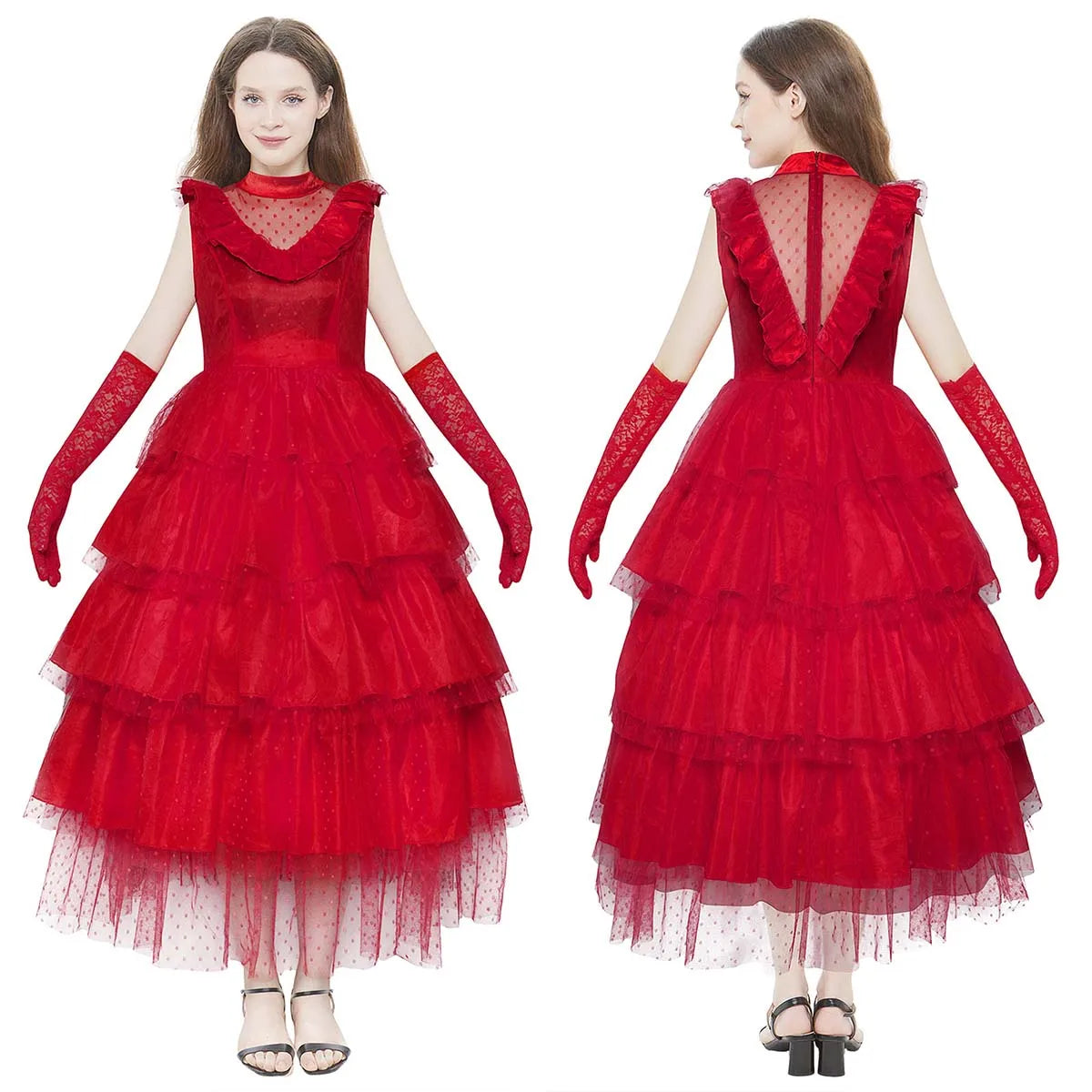 Jolie Lydia Beetlejuice Wedding Dress - Gothic Red Halloween 2025
