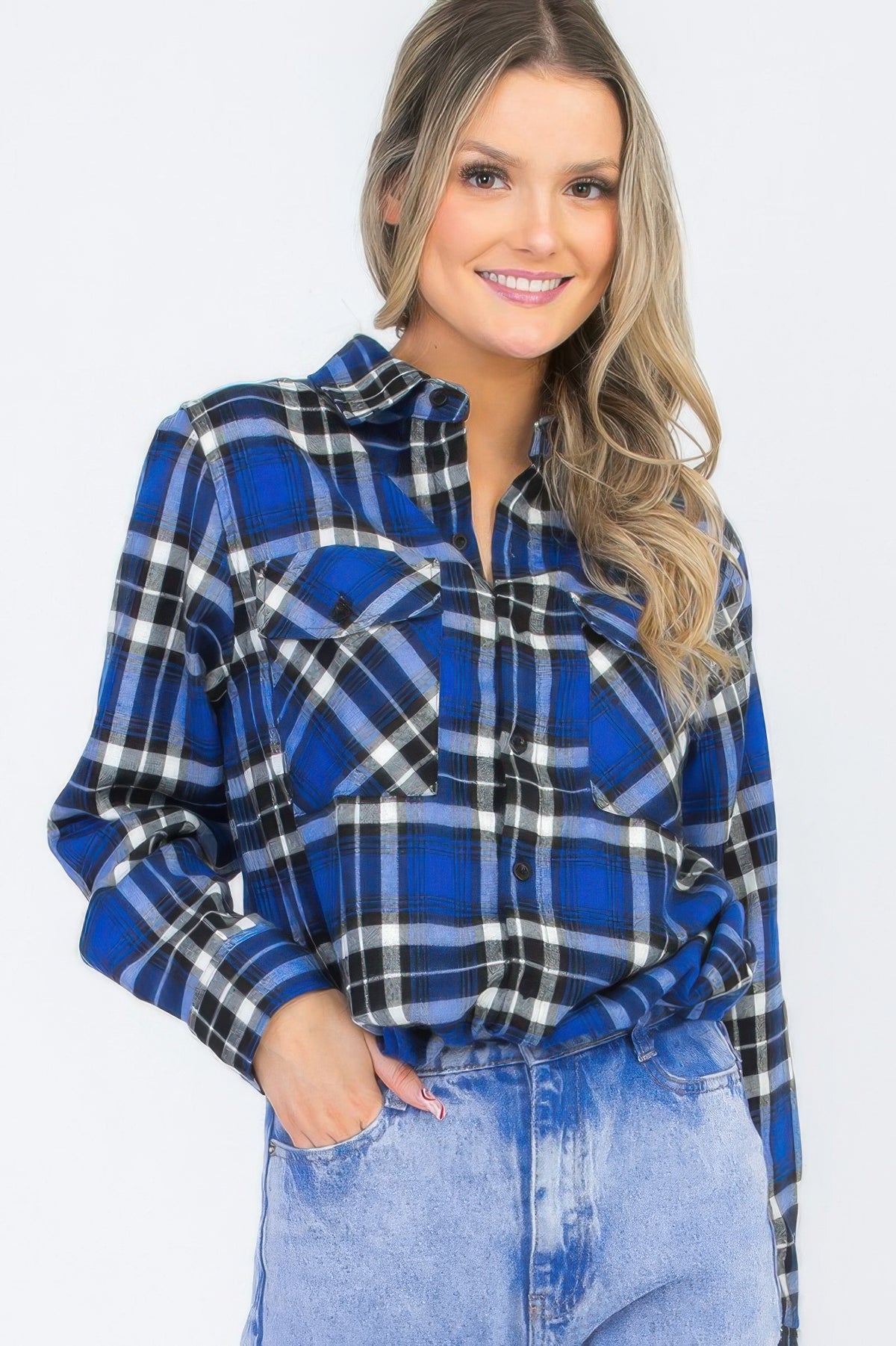 Oversized Plaid Pop Flannel