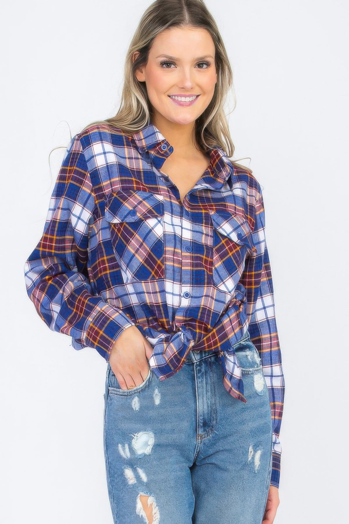 Oversized Plaid Pop Flannel