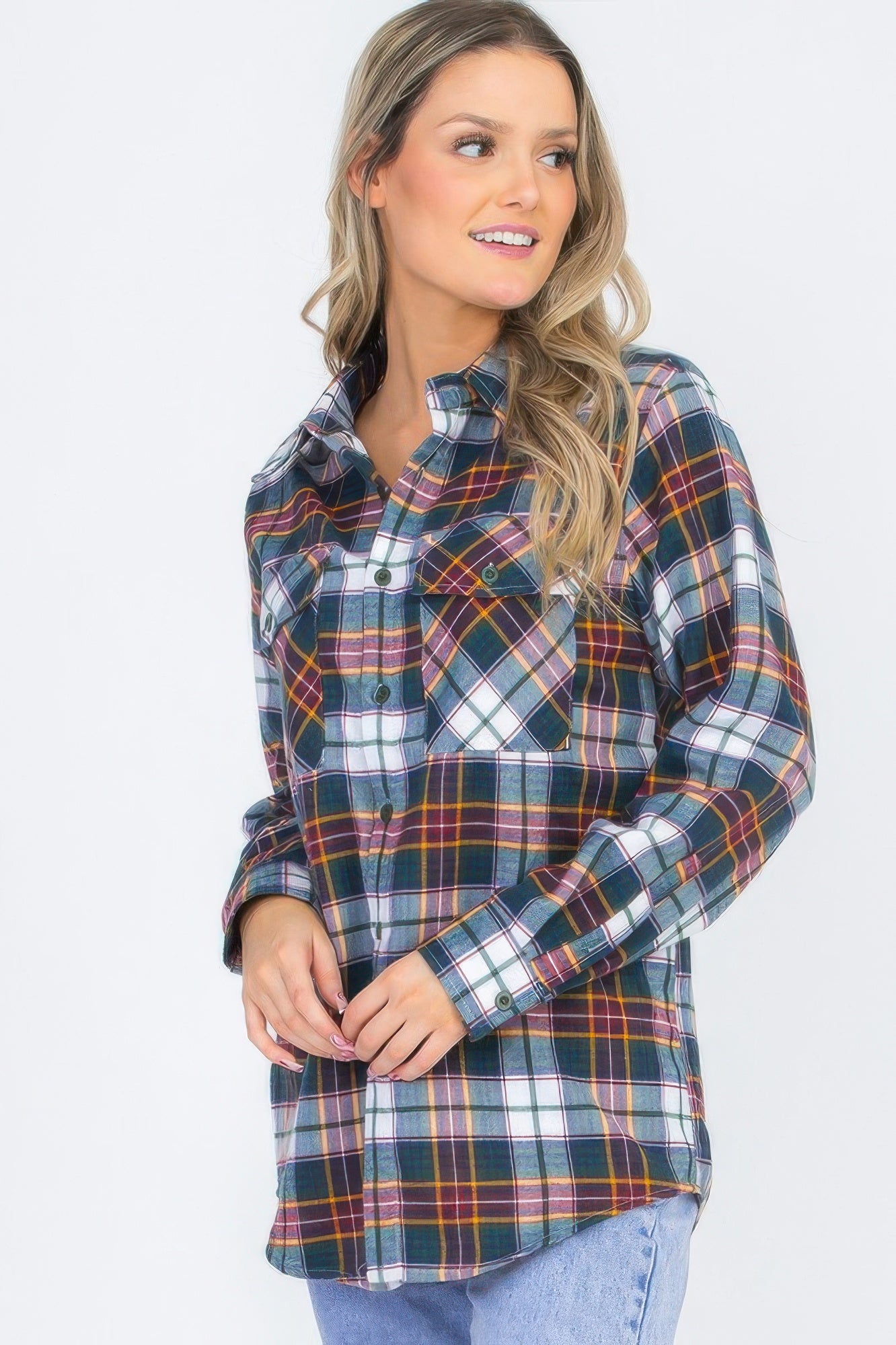 Oversized Plaid Pop Flannel