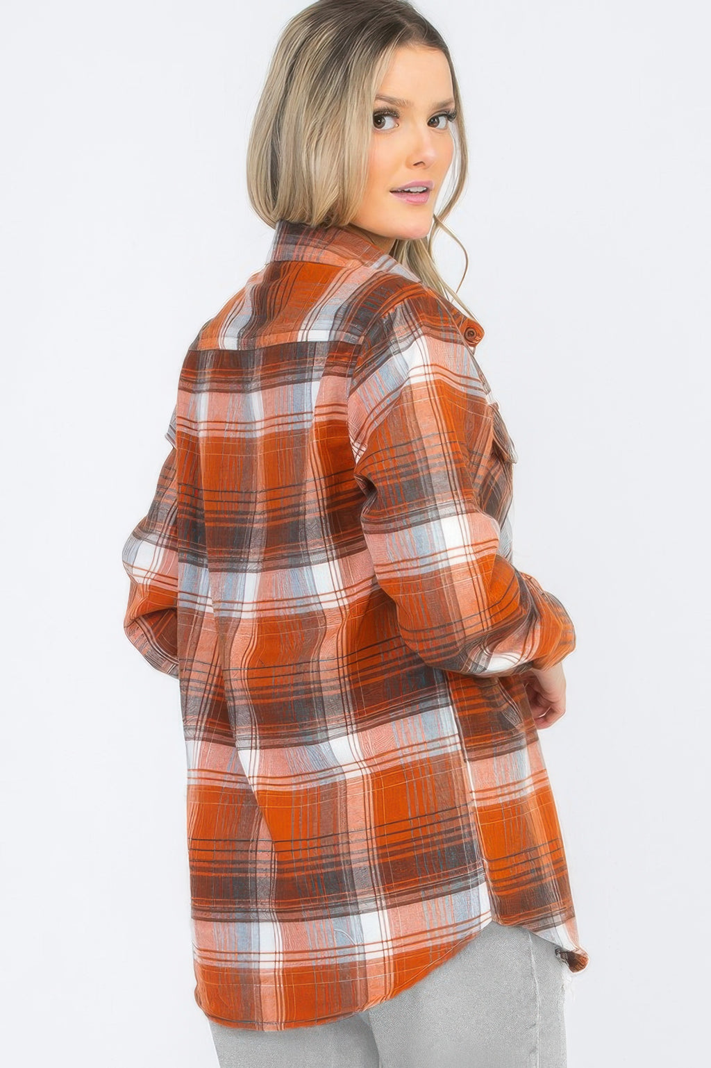 Boyfriend Long Sleeve Checkered Pop Flannel