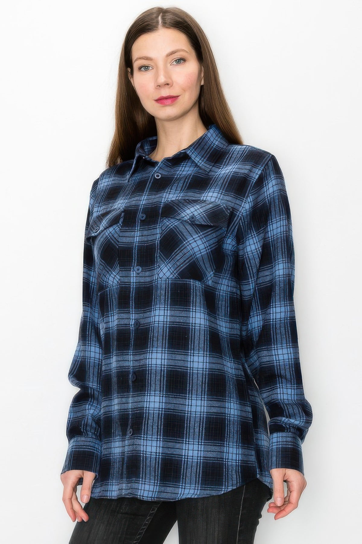 Boyfriend Long Sleeve Checkered Pop Flannel