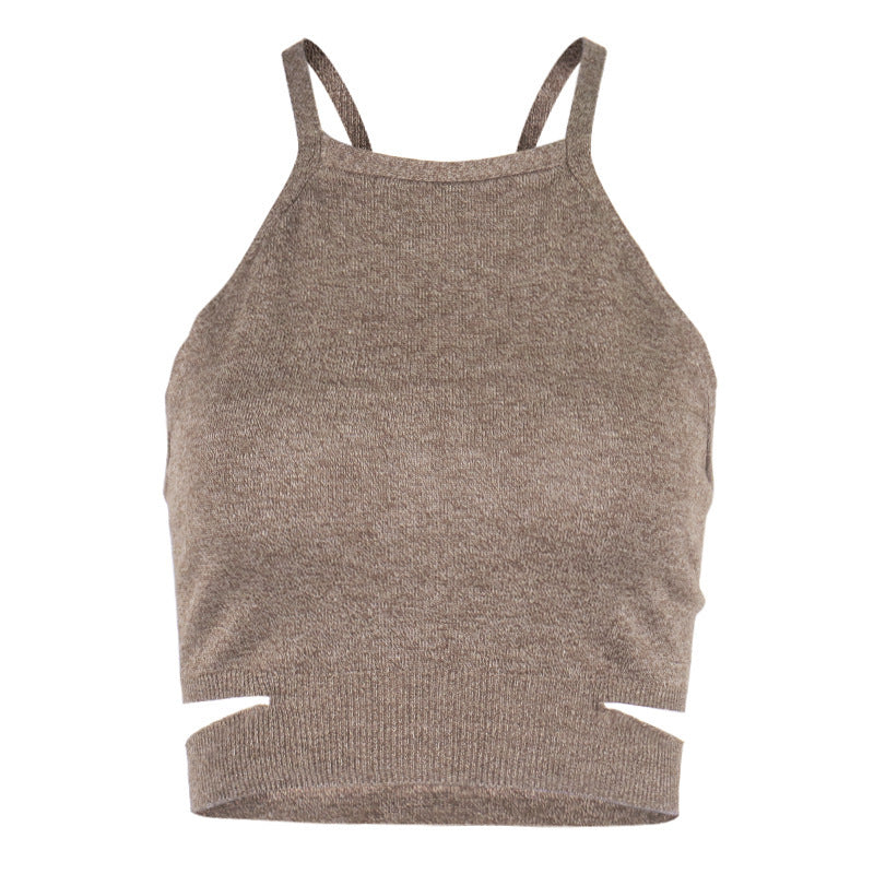 Women’s Knitted Halter Neck Strap Short Vest