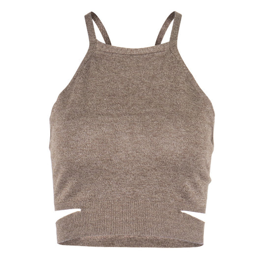 Women’s Knitted Halter Neck Strap Short Vest