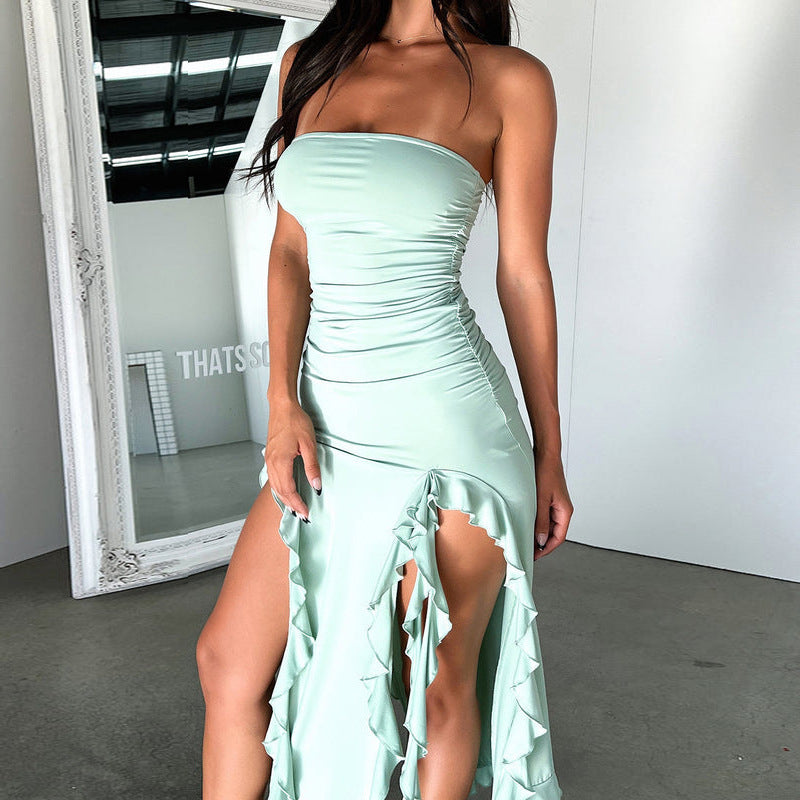 Hollow Out Chest Wrap Dress