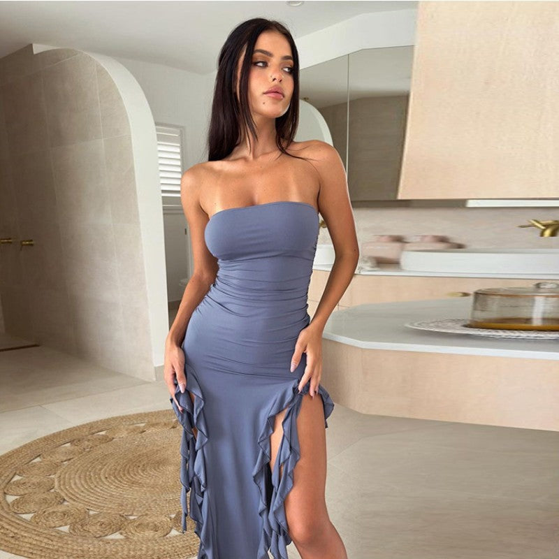 Hollow Out Chest Wrap Dress