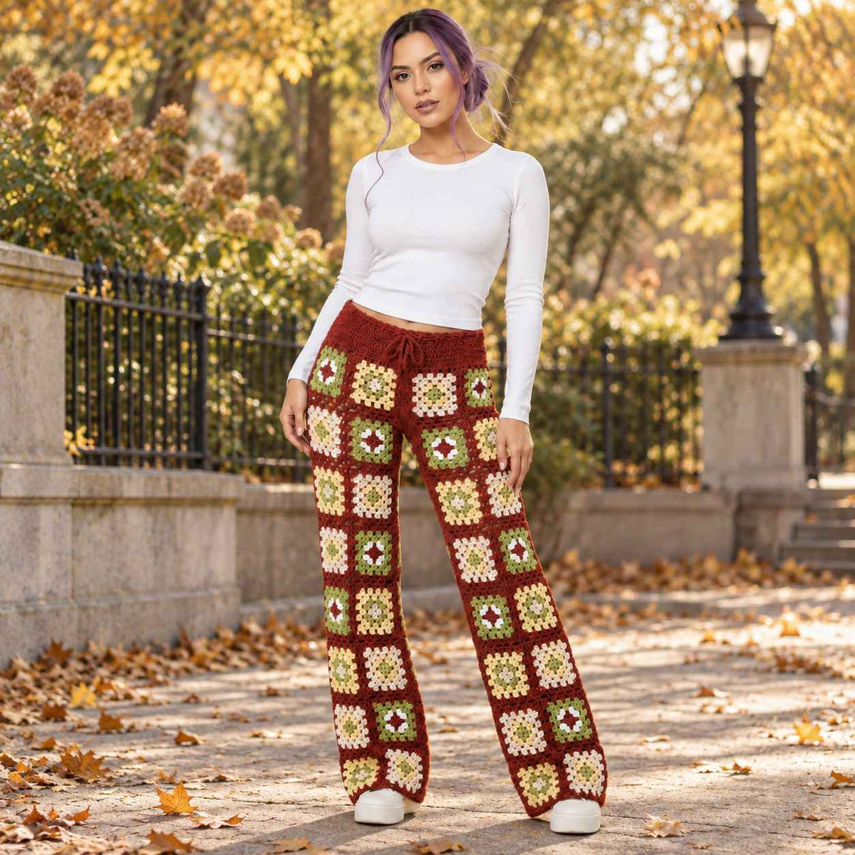 Floral Crochet Knit Pop Trousers