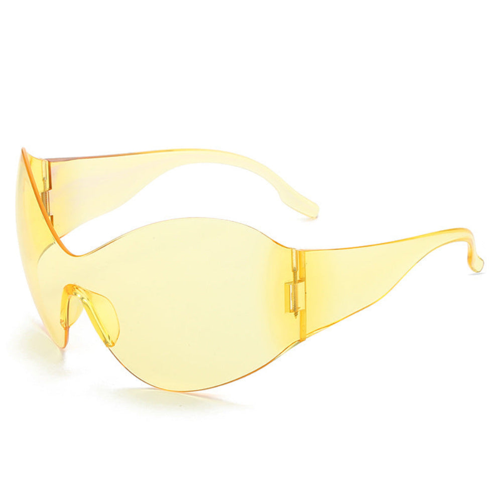 Yellow sunglasses with a white background