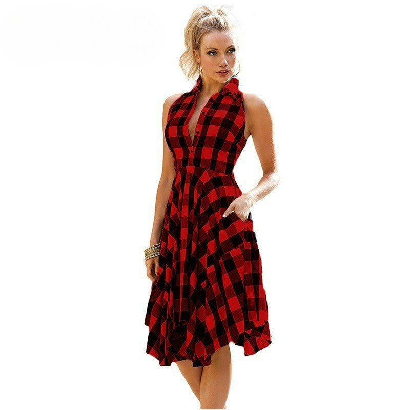 Short Plaid Midi Skirt