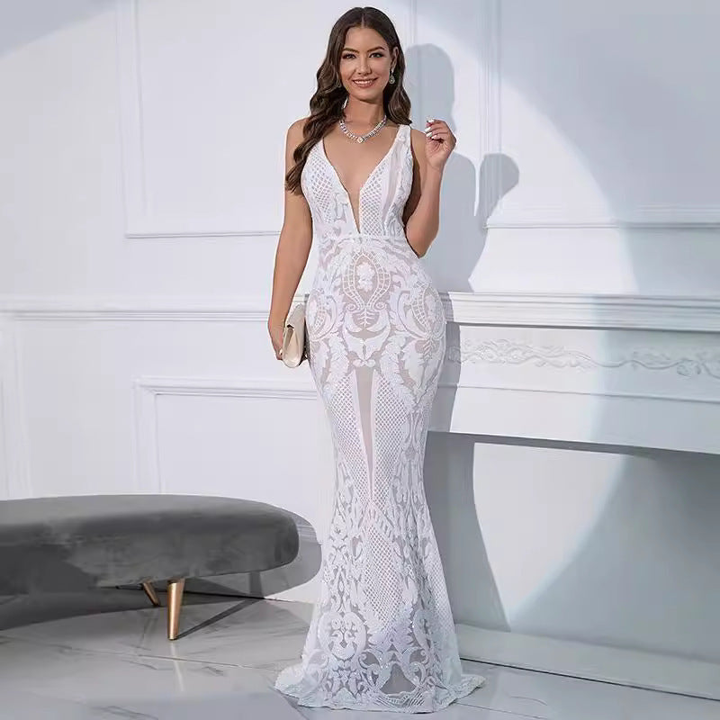 Radiant Sequin Gown – Sleeveless Evening Dress