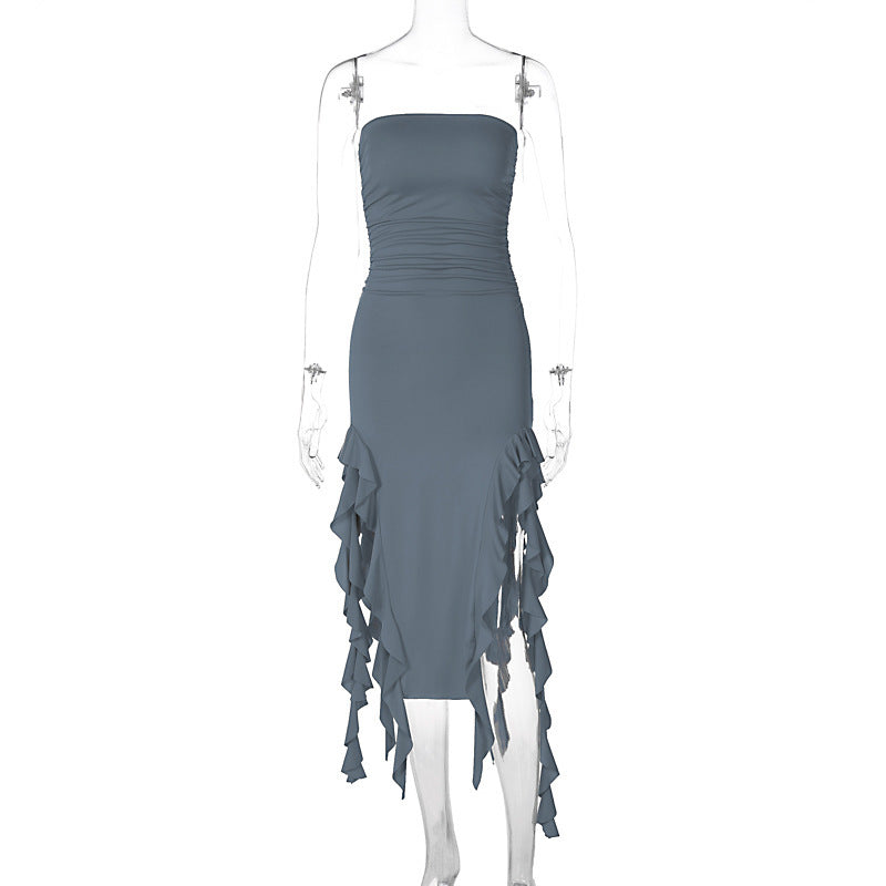 Hollow Out Chest Wrap Dress