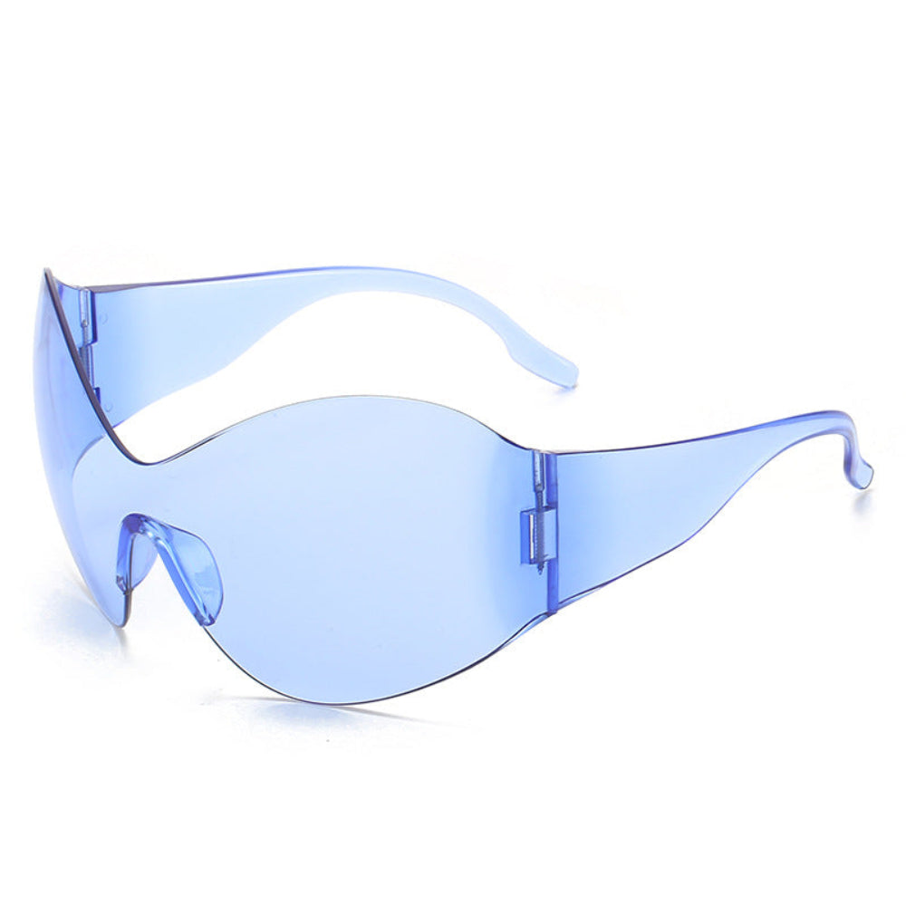 Blue safety goggles on a white background