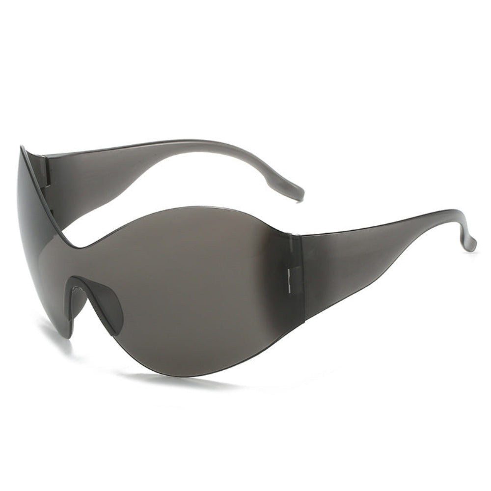 Sleek black sunglasses with a white background